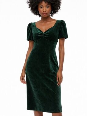 DKNY Dark Green Velvet Midi Dress